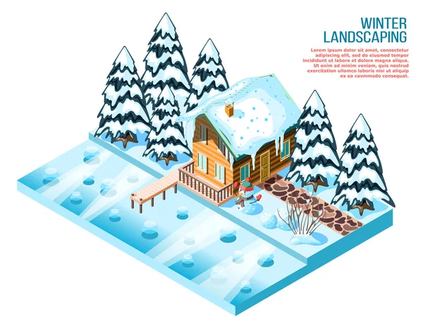 Winter Landscaping isometrische samenstelling — Stockvector