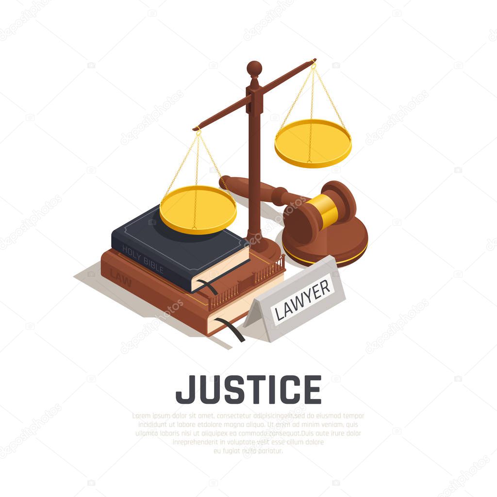 Law Justice Isometric Composition 