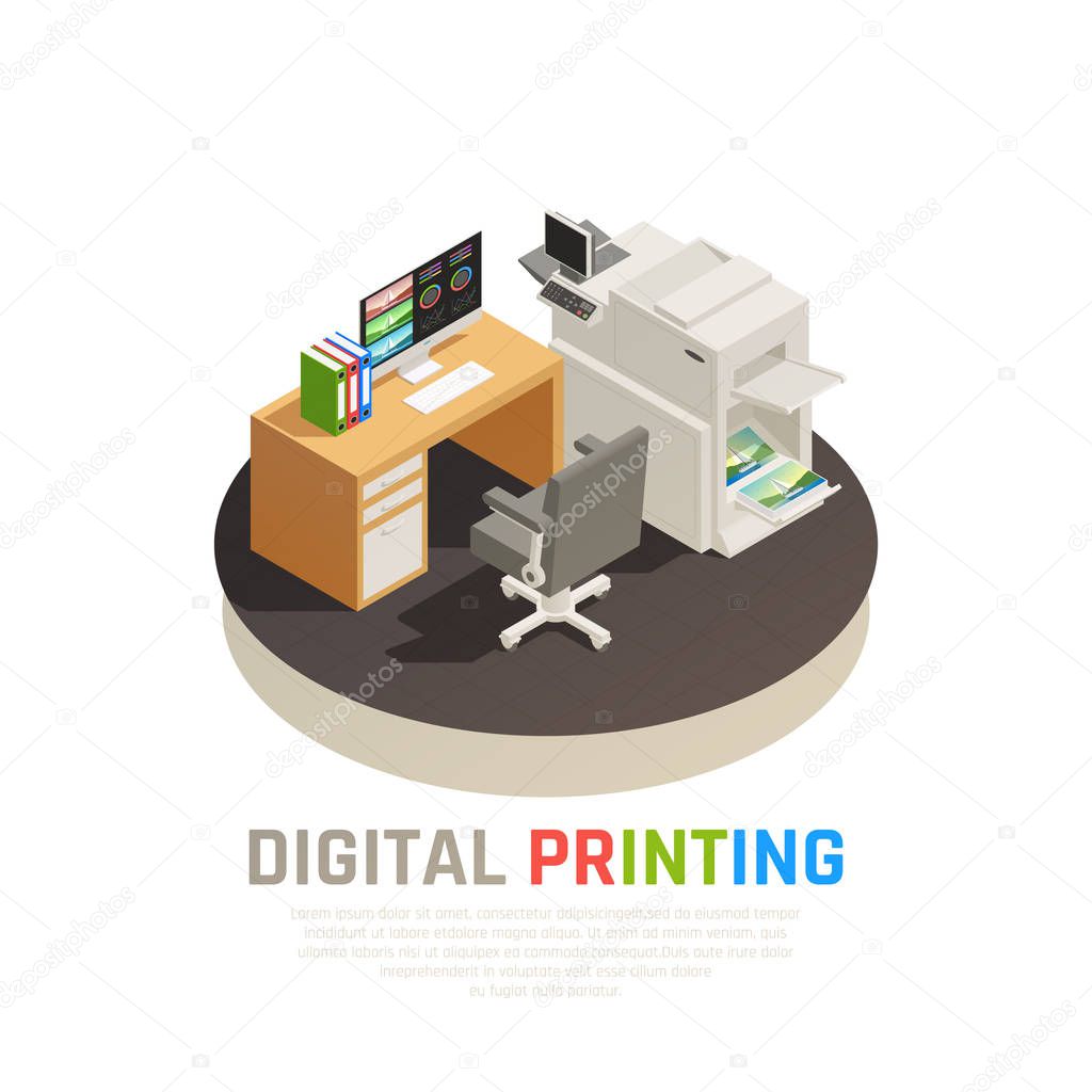 Printing House Isometric Composition 