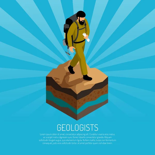 Geologe isometrisches Plakat — Stockvektor