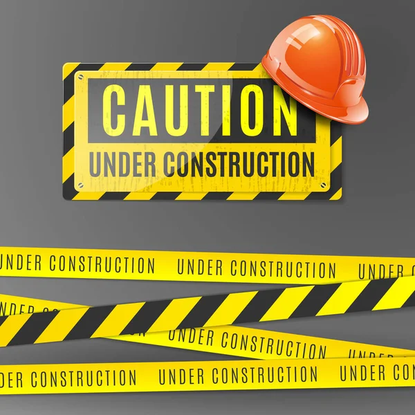 Under Construction Realistic Poster — Stock Vector