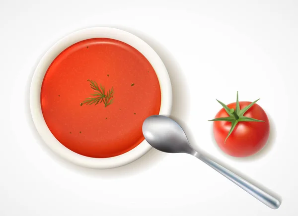 Sopa de tomate Composición realista — Archivo Imágenes Vectoriales