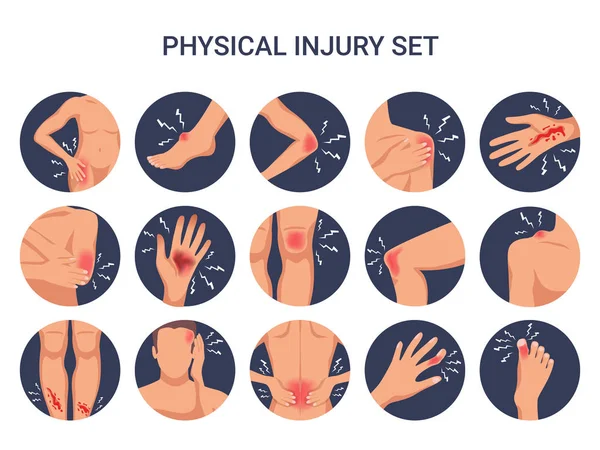 Set piatto per lesioni da taglio ustione — Vettoriale Stock