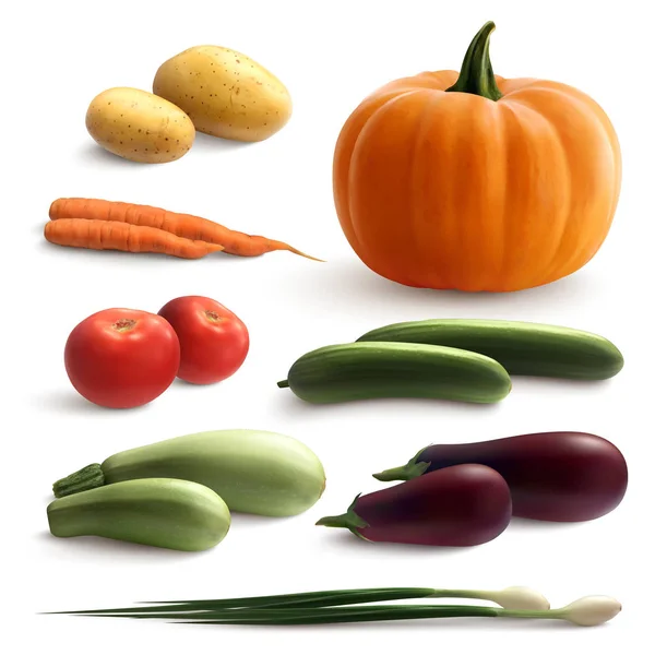 Реалистичный набор овощей — стоковый вектор