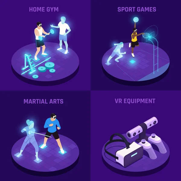 VR spor izometrik tasarım konsepti — Stok Vektör