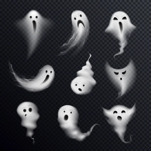 Conjunto realista fantasma transparente — Archivo Imágenes Vectoriales