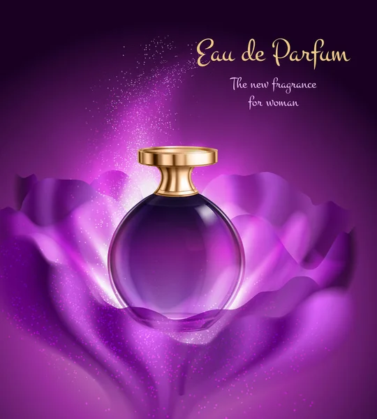 Parfum pour la composition publicitaire de femme — Image vectorielle