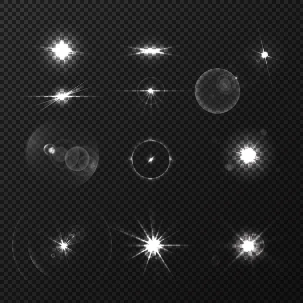 Объектив Black White Flares Set — стоковый вектор