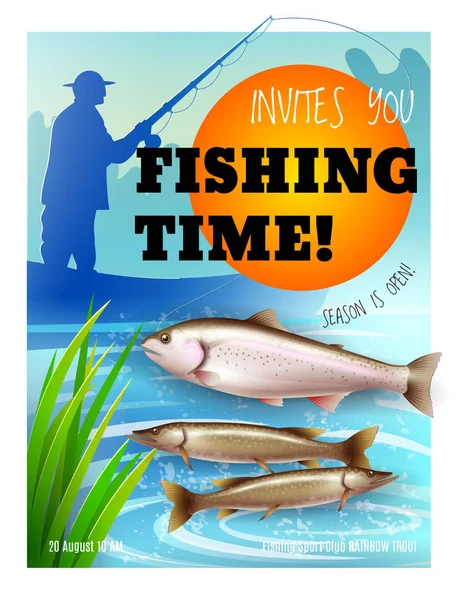 Fishing Season Opening Realistic Poster — Stock Vector