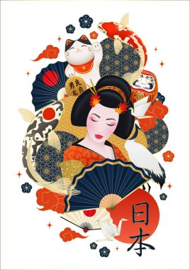 Japan Symbols Composition Poster  clipart
