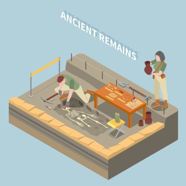 Archeology Isometric Concept clipart
