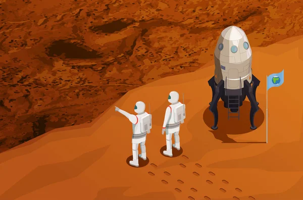 Mars kolonisatie isometrische Poster — Stockvector