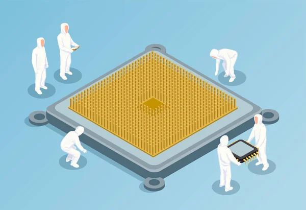 Ilustração Isométrica do Vetor do Semicondutor — Vetor de Stock