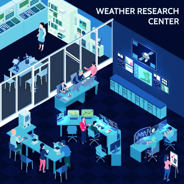 Isometric Meteorological Weather Center Composition — Stock Vector