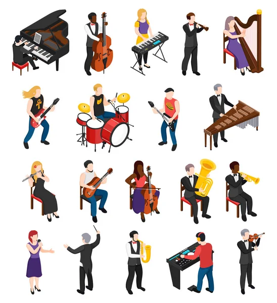 Músicos Personas isométricas — Vector de stock