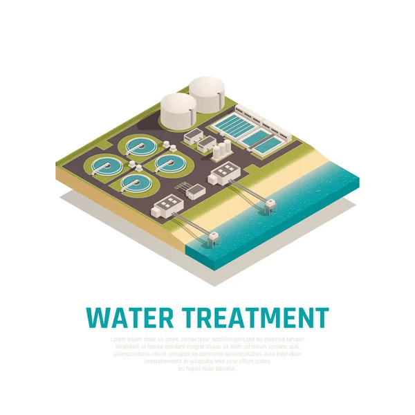 Tratamiento del agua Composición isométrica — Vector de stock