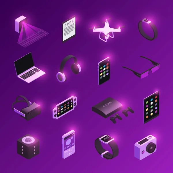 Gadgets Isometrisch Icons Set — Stockvector