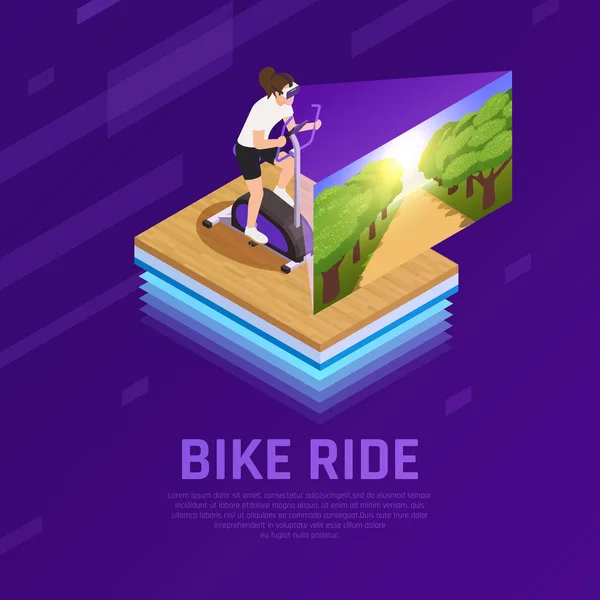 Bicicleta Estacionária VR Composição Isométrica —  Vetores de Stock