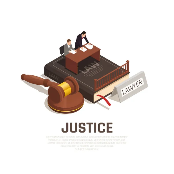 Direito Justiça Composição isométrica — Vetor de Stock