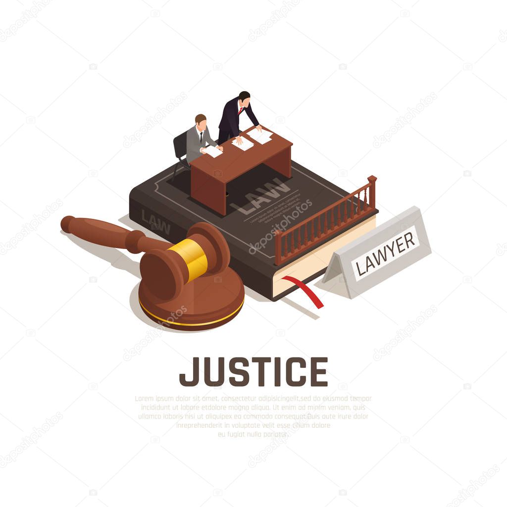 Law Justice Isometric Composition 