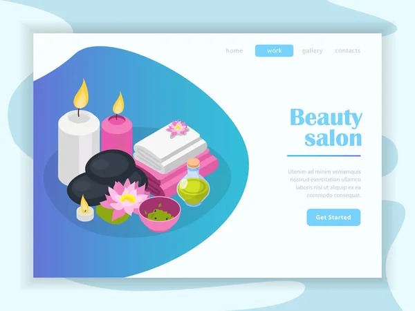 Salón de belleza Isométrico Landing Page — Vector de stock