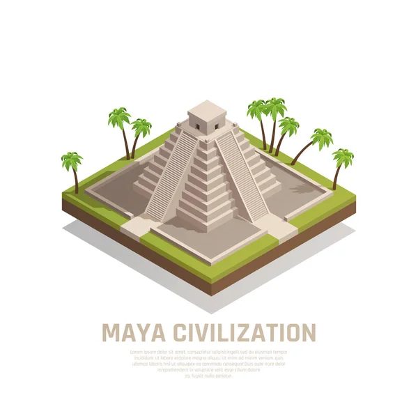 Maya piramide isometrische samenstelling — Stockvector