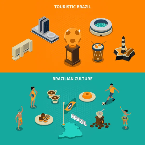 Set de Banners Turísticos de Brasil — Vector de stock