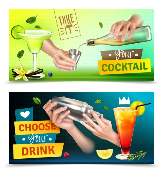 Barman Banners Set — Stockvector