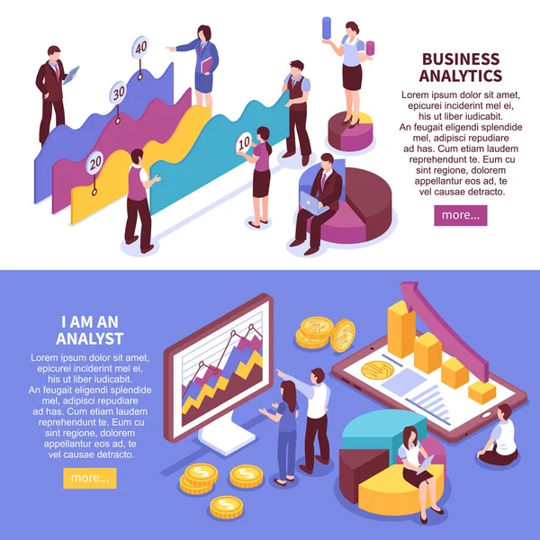 Business Analyst banery zestaw — Wektor stockowy