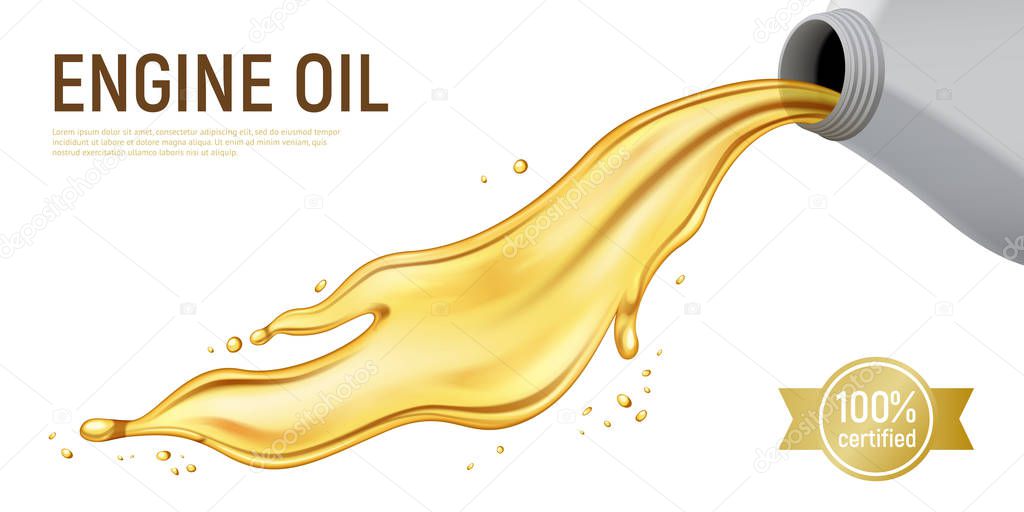 Realistic Motor Oil White Background