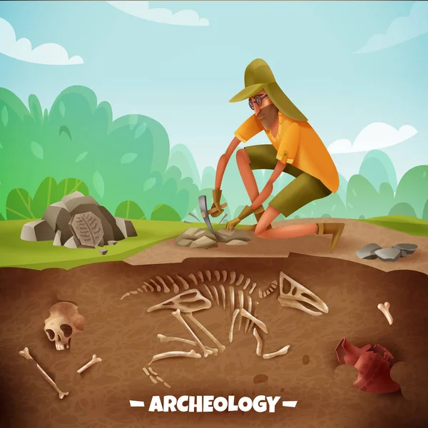 Archeolog wyprawa zewnątrz tło — Wektor stockowy