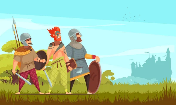 Древние воины фоновая иллюстрация — стоковый вектор