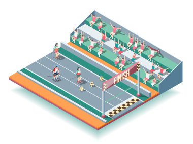 Spor silindirler yarışmalar izometrik arka plan