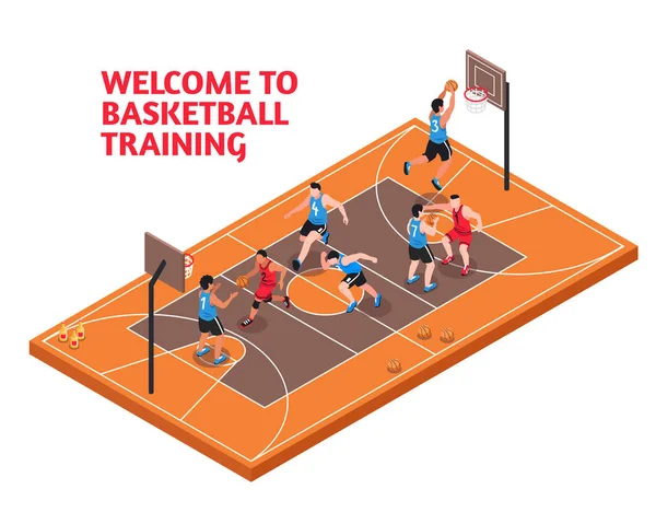 Sport Basketball Training Isometric — Stock Vector