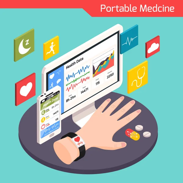 Tecnología médica Composición isométrica — Archivo Imágenes Vectoriales