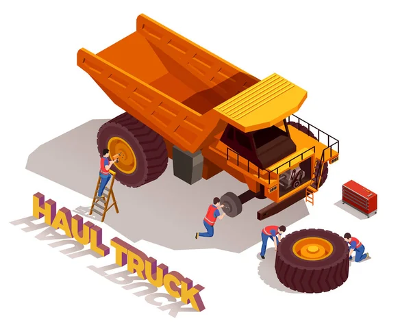 Haul Truck Isometric Composition — Stock Vector