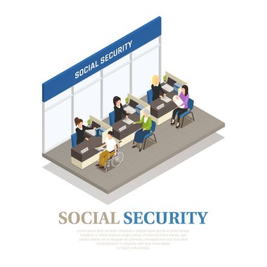 Social Security Isometric Composition clipart