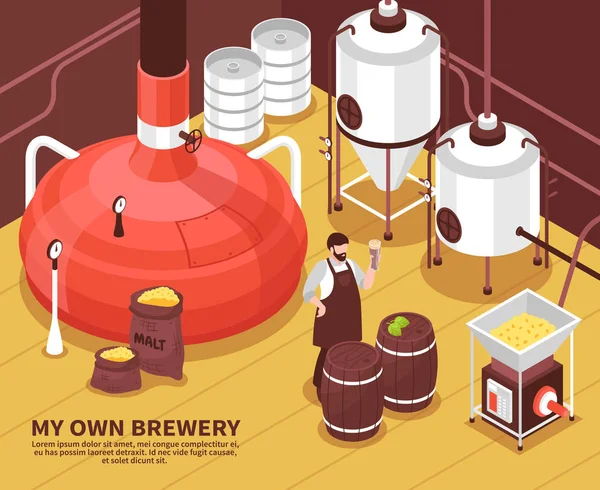 Cartaz Isométrico do Proprietário da Cervejaria —  Vetores de Stock