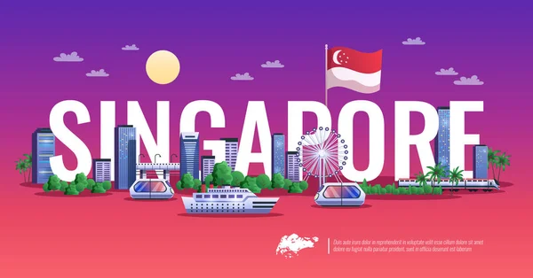 싱가포르 파노라마 보기 — 스톡 벡터