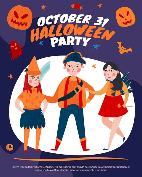 Halloween Kids Party Poster — Stock Vector
