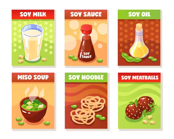 Banners de productos de soja — Vector de stock