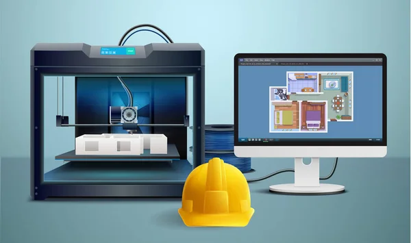 3D drukowanie kompozycji — Wektor stockowy