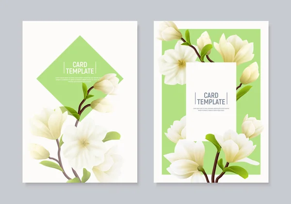 Ensemble de bannière de fleur de Magnolia réaliste — Image vectorielle