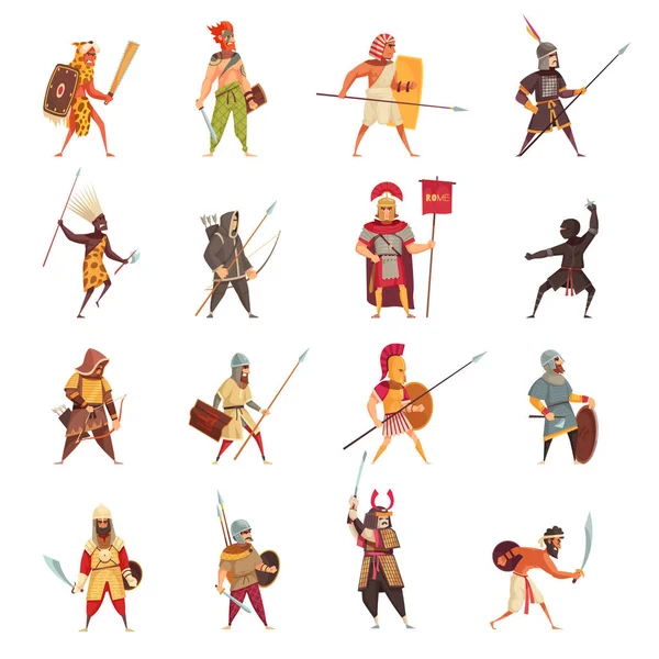 Древні воїни набір іконок — стоковий вектор