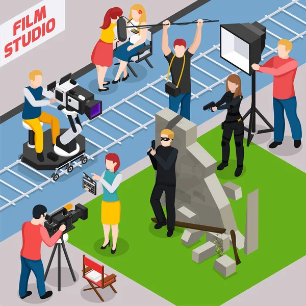 Film Studio Isometric Composition — Stock Vector