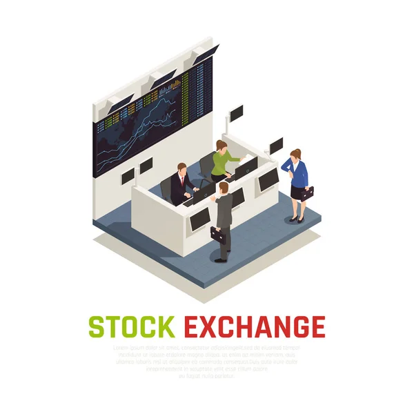 Fundos de Investimento Stocks Composição Isométrica — Vetor de Stock