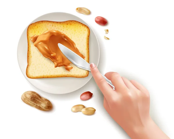 Erdnussbutter Toasts Zusammensetzung — Stockvektor