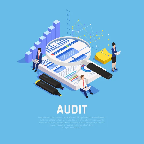Audit Accounting Isometric Composition — Stock Vector