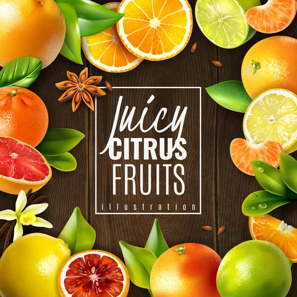 Fondo de frutas cítricas — Vector de stock