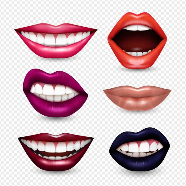 Expressions de bouche Réaliste Transparent — Image vectorielle